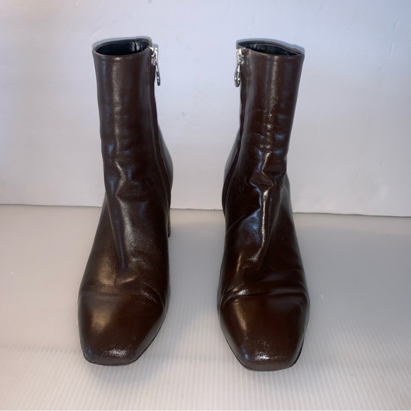 Aeyde Shoes - Aeyde Brown Leather Ankle Boots size:38 (7-7.5) 3” heel made in Italy